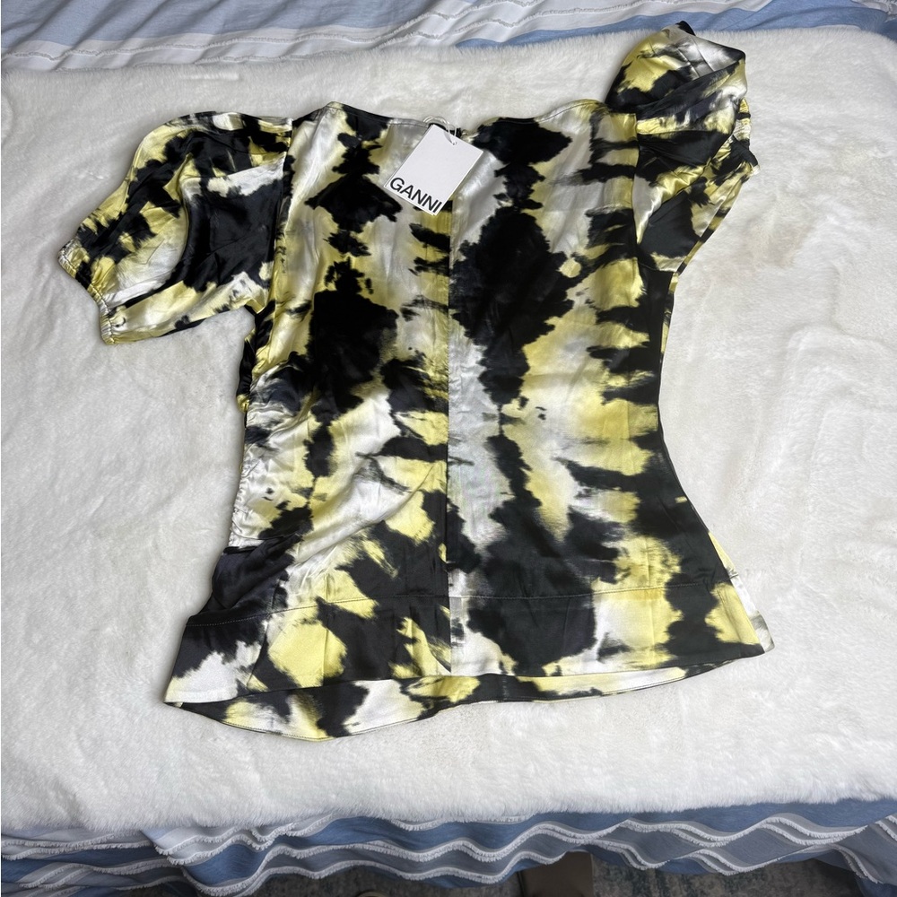 GANNI Silk Stretch Satin Top size 40 - Picture 5 of 6